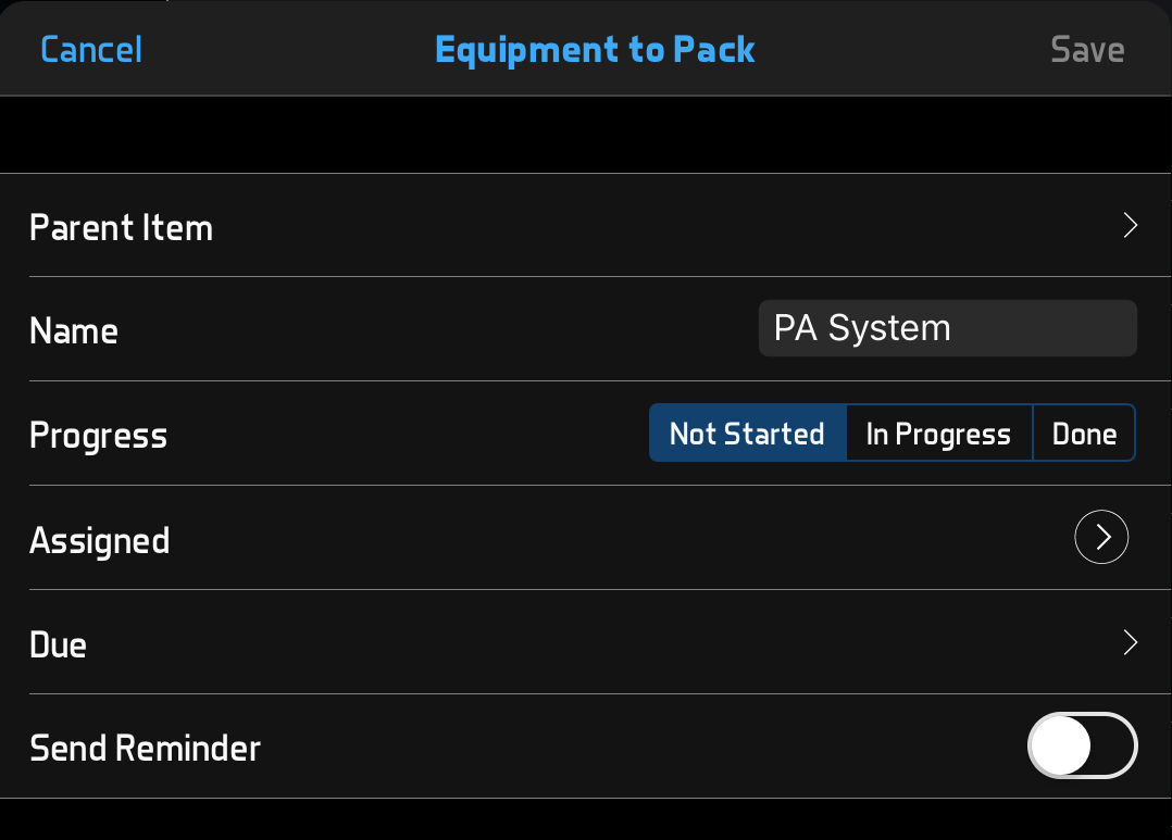 checklist item edit