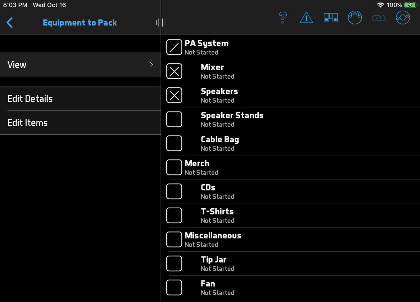 checklist view