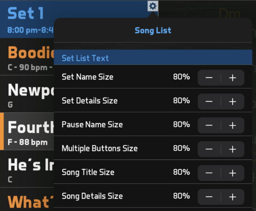 layout song list options