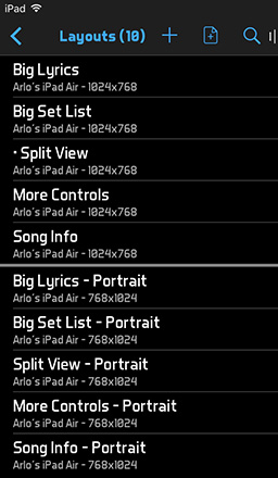 layouts list