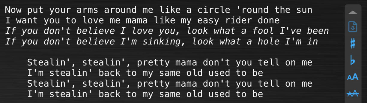 lyrics resize