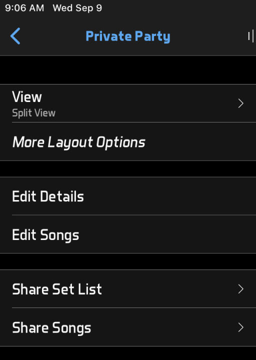 set list menu
