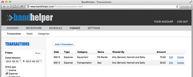 transaction filter